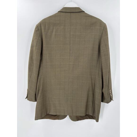 Vintage Marzotto Sartoriale Suit Jacket Mens 44 Brown Plaid Two Button Pockets - Picture 11 of 16
